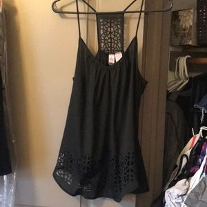 Black silk-like tank top